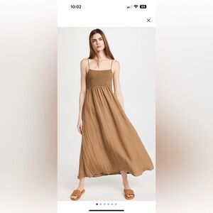 Brown Maxi Dress with Smocked Top